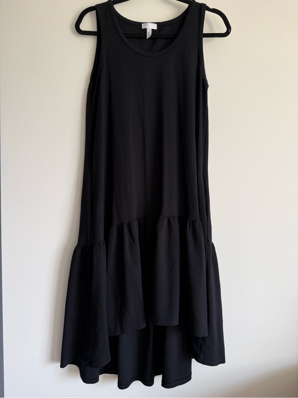 Leith Black High-Low Sleeveless Ruffle Hem Dress